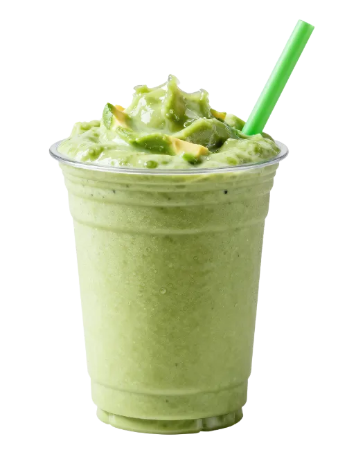 Avocado Smoothie in Plastic Cup with Straw