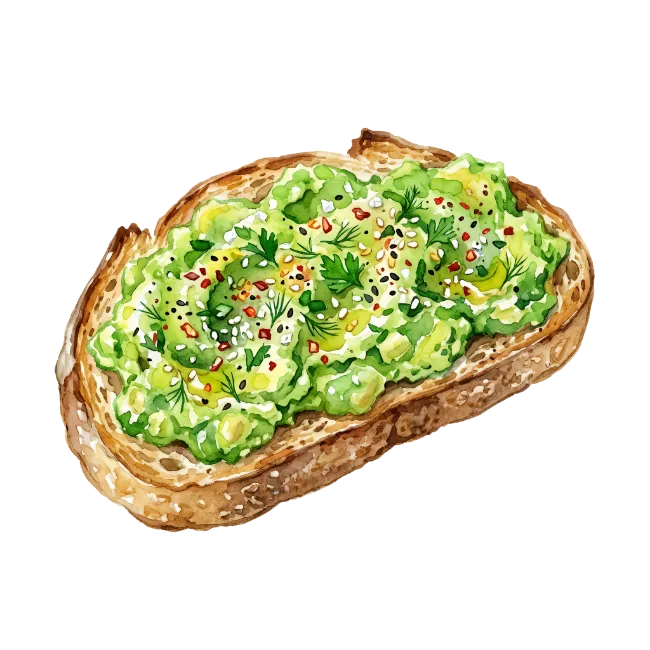 Avocado Toast Watercolor Illustration