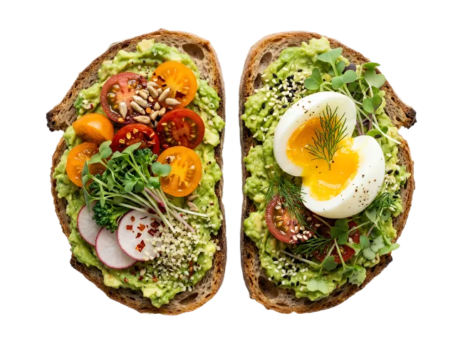 Avocado Toast with Tomatoes and Boiled Egg