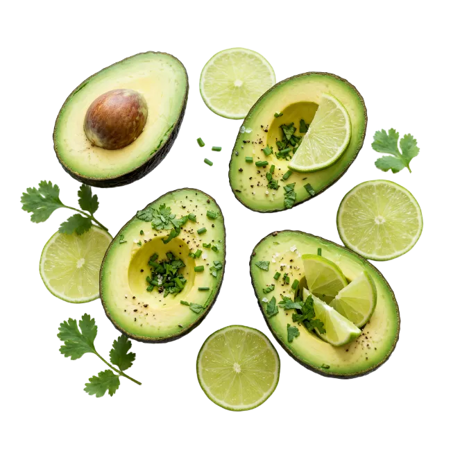Avocados and Limes Halves with Herbs