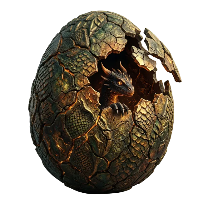 Baby Dragon Hatching From Scaled Egg