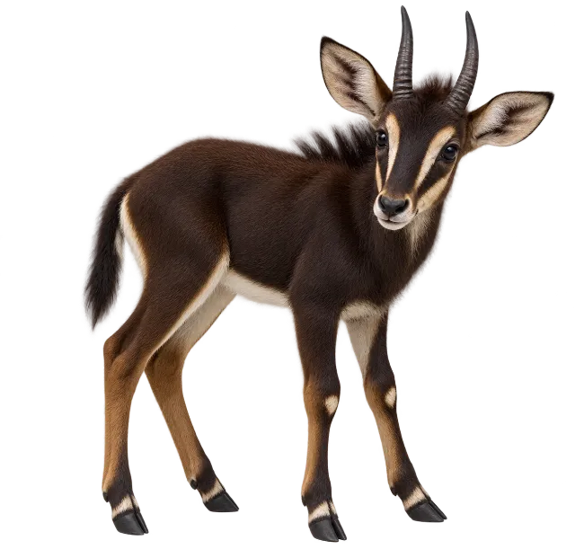 Baby Sable Antelope Isolated On White
