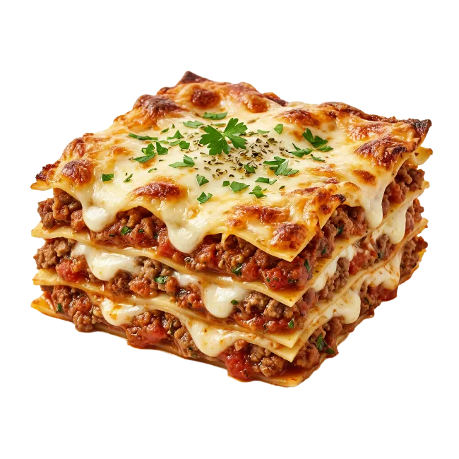 Baked Lasagna Slice with Melted Cheese