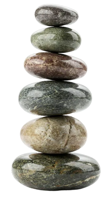 Balanced stack of smooth river stones
