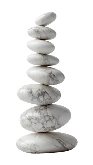 Balanced Stack of White Marble Stones