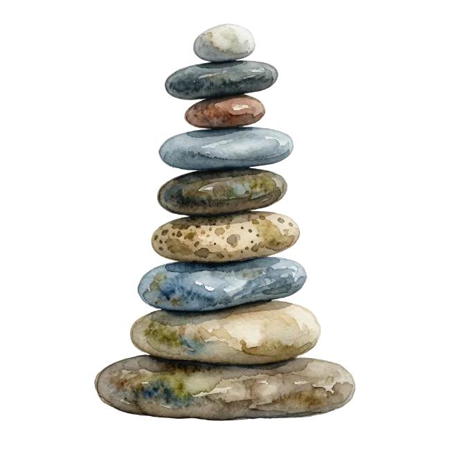 Balanced Stone Stack Watercolor Illustration