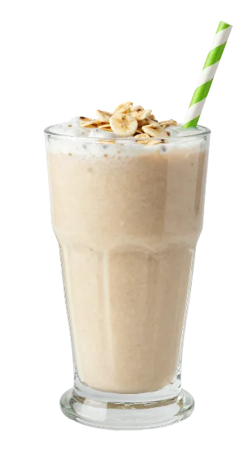 Banana Smoothie in Glass with Straw