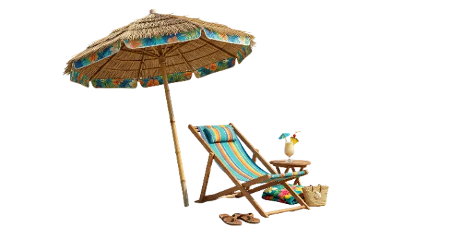 Beach Umbrella And Lounge Chair