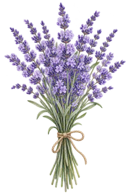 Beautiful Purple Lavender Bouquet Illustration