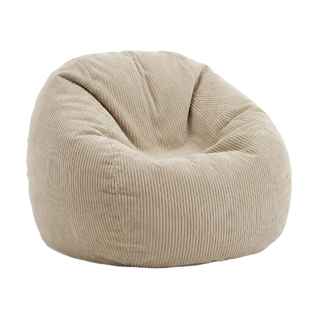 Beige Corduroy Bean Bag Chair