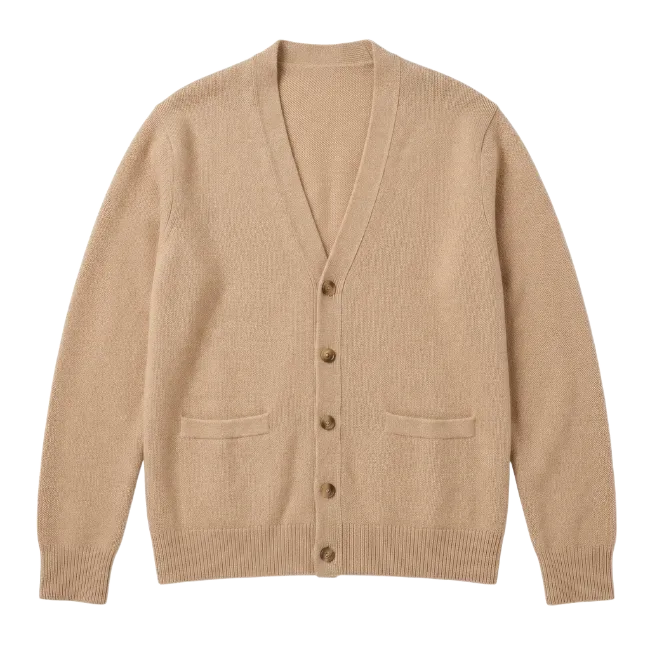 Beige Knitted Cardigan Sweater