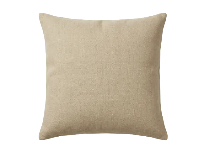 Beige Linen Square Throw Pillow
