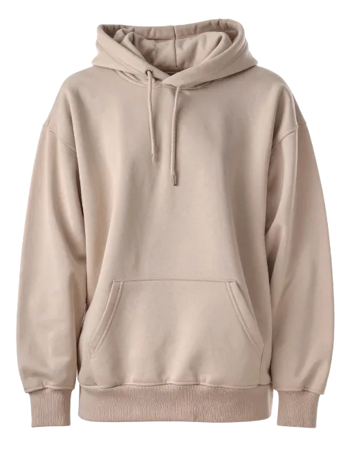 Beige Pullover Hoodie with Front Pocket