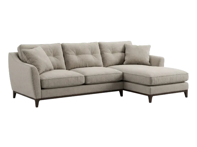 Beige Sectional Sofa with Chaise