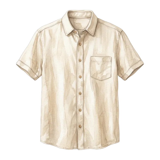 Beige Short Sleeve Button Up Shirt