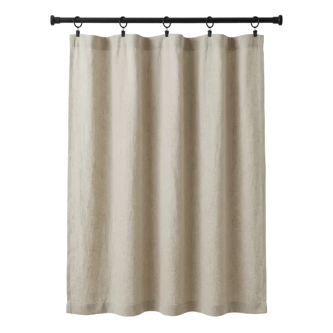 Beige Shower Curtain on Rod