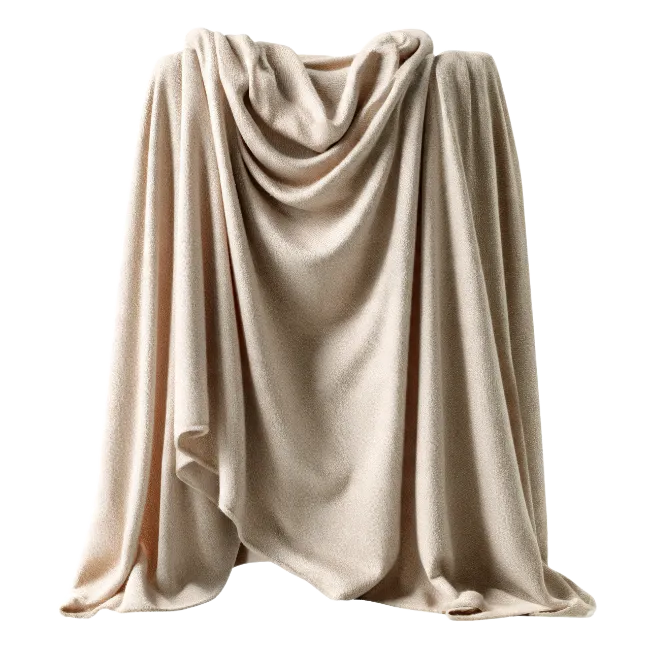 Beige Soft Blanket Draped Over Rail