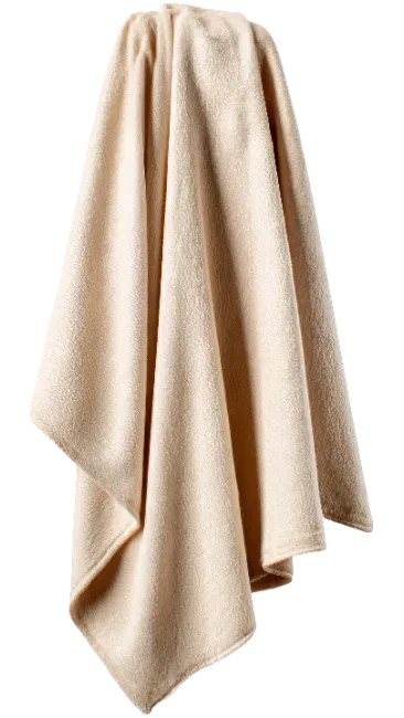 Beige towel hanging vertically