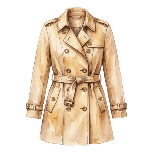 Beige Trench Coat Watercolor Illustration