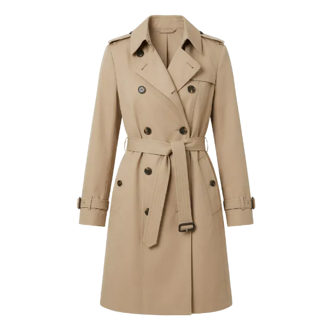 Beige Trench Coat with Belt