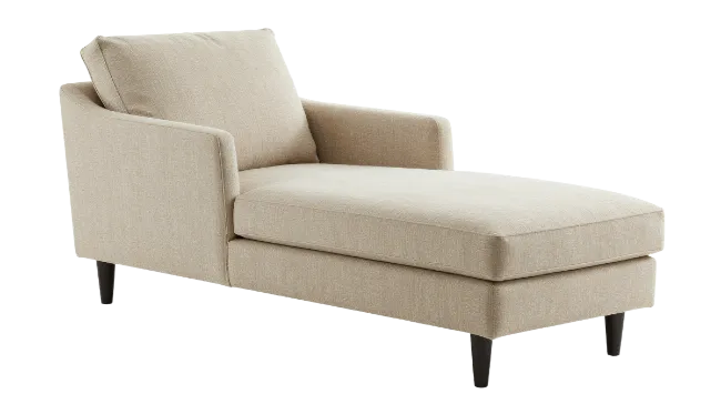 Beige Upholstered Chaise Lounge Chair