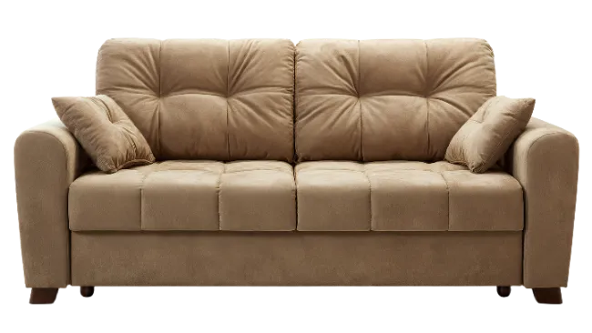 Beige Upholstered Sofa with Pillows