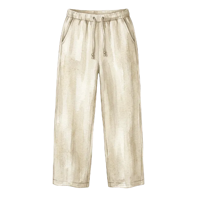 Beige Watercolor Loungewear Pants Illustration
