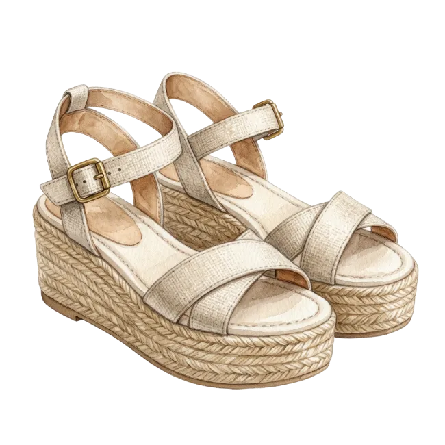 Beige Wedge Espadrille Sandals