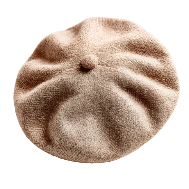 Beige Wool Beret Hat