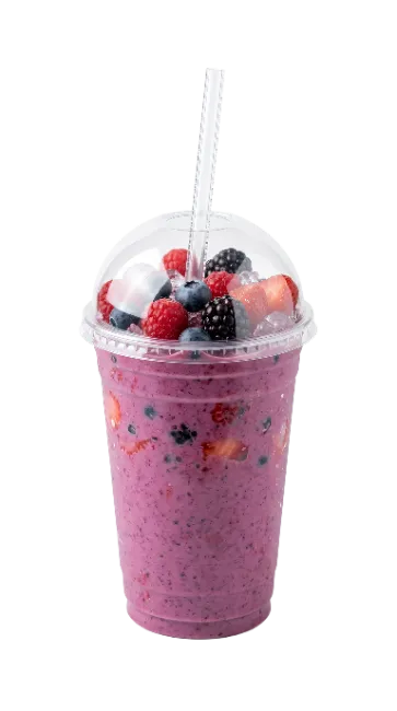 Berry Smoothie in Plastic Cup with Straw