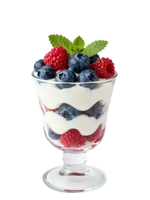 Berry Yogurt Parfait in Glass Cup