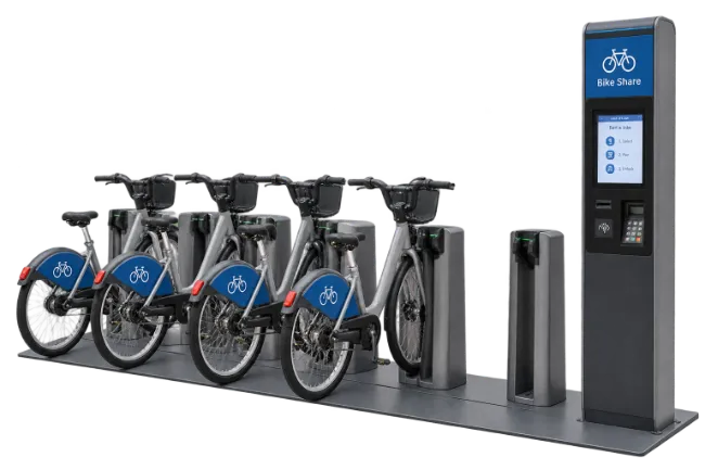Bike Share Station with Docked Bicycles
