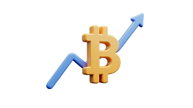 Bitcoin Cryptocurrency Price Growth Chart with Upward Arrow