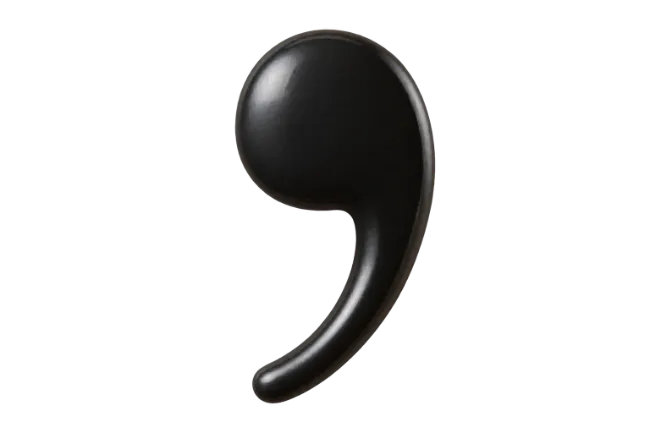 Black 3D Comma Punctuation Mark
