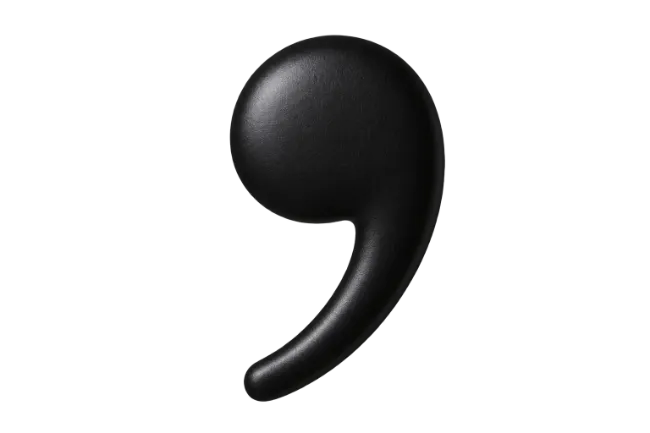 Black 3D Comma Punctuation Mark Symbol