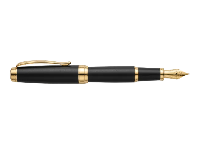 Black and gold fountain pen isolated