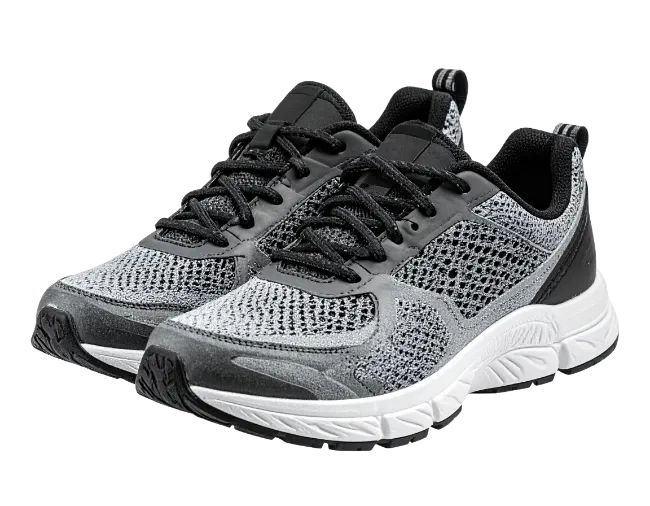 Black and grey athletic sneakers