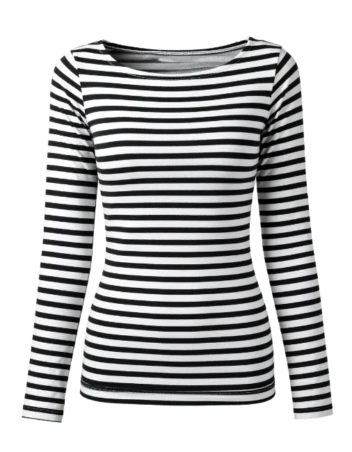 Black and White Striped Long Sleeve Shirt