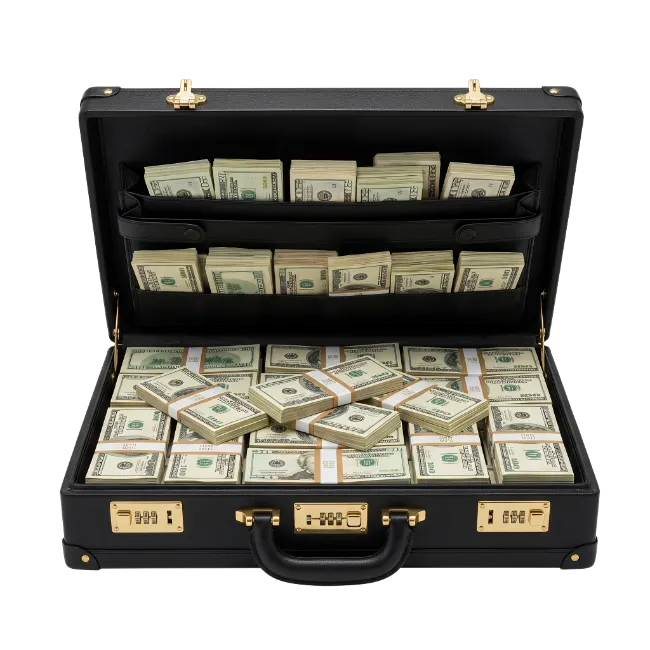 Black Briefcase Filled With Cash Money