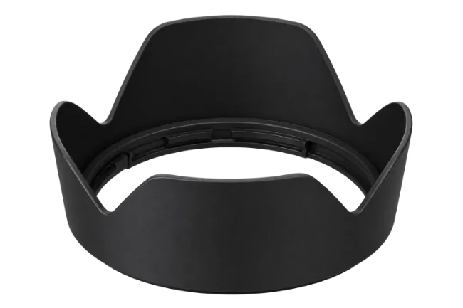 Black camera lens hood stock image