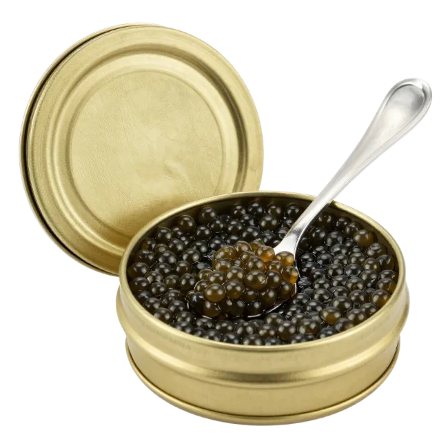 Black Caviar in Gold Tin with Spoon