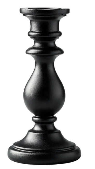 Black Decorative Wooden Candlestick Holder