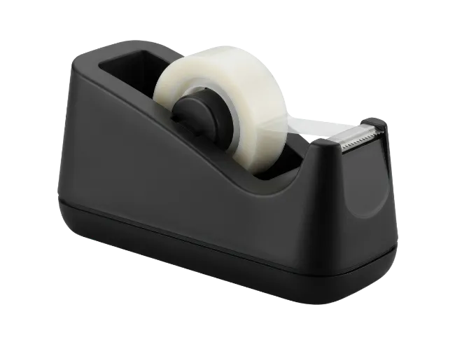 Black Desktop Tape Dispenser with Clear Adhesive Tape
