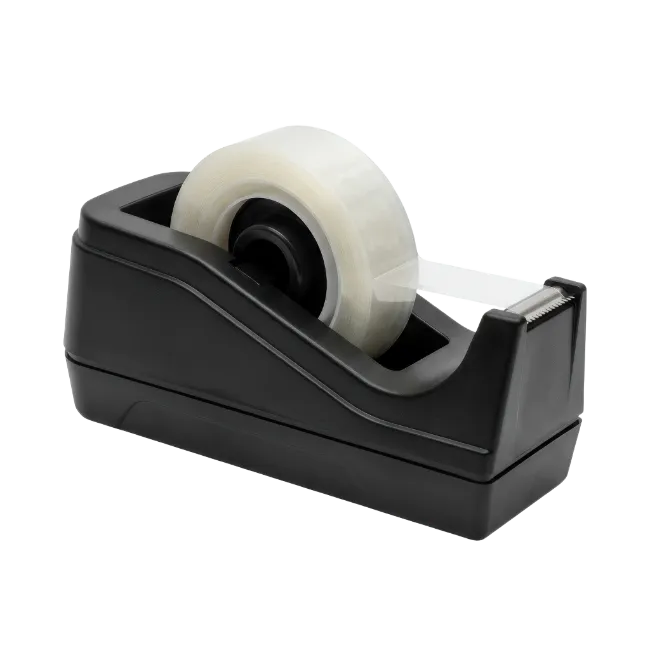 Black Desktop Tape Dispenser with Clear Tape