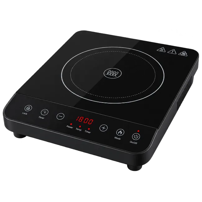 Black electric induction cooktop with digital display
