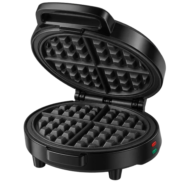 Black Electric Waffle Maker Open