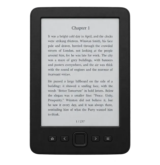 Black Electronic E-Reader Displaying Text