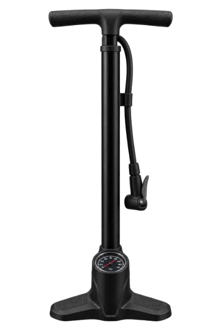 Black Floor Bicycle Pump With Pressure Gauge
