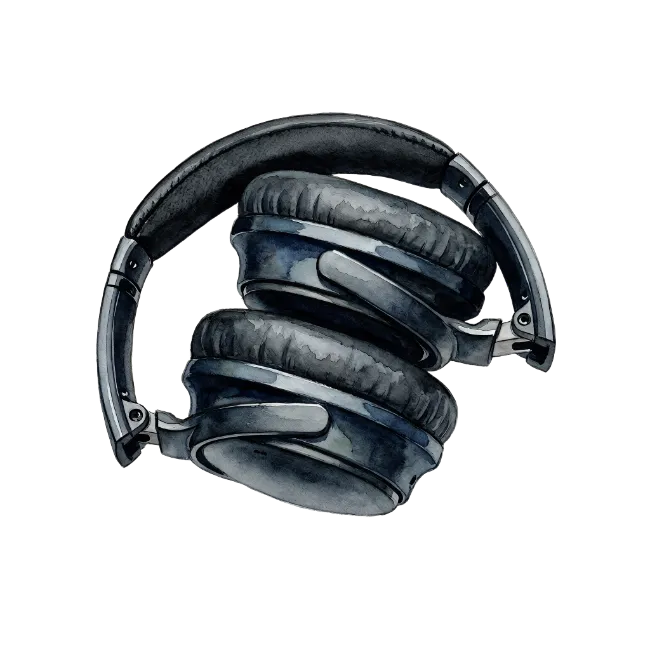Black Folded Over-Ear Headphones