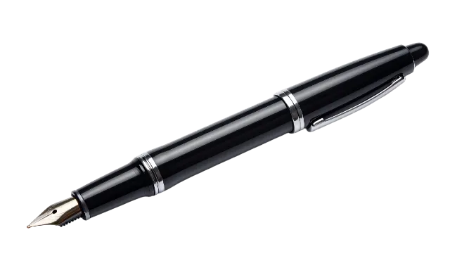 Black Fountain Pen with Silver Trim